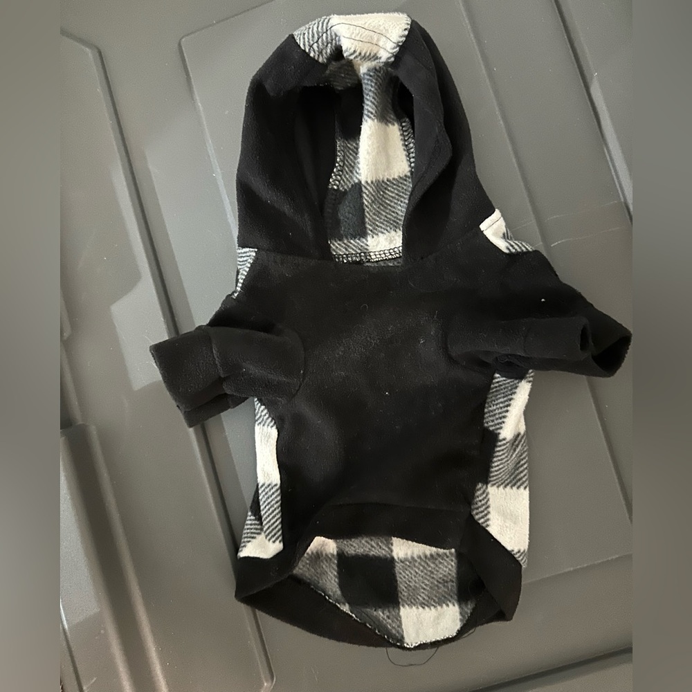 Black and White Plaid Dog Hoodie XS